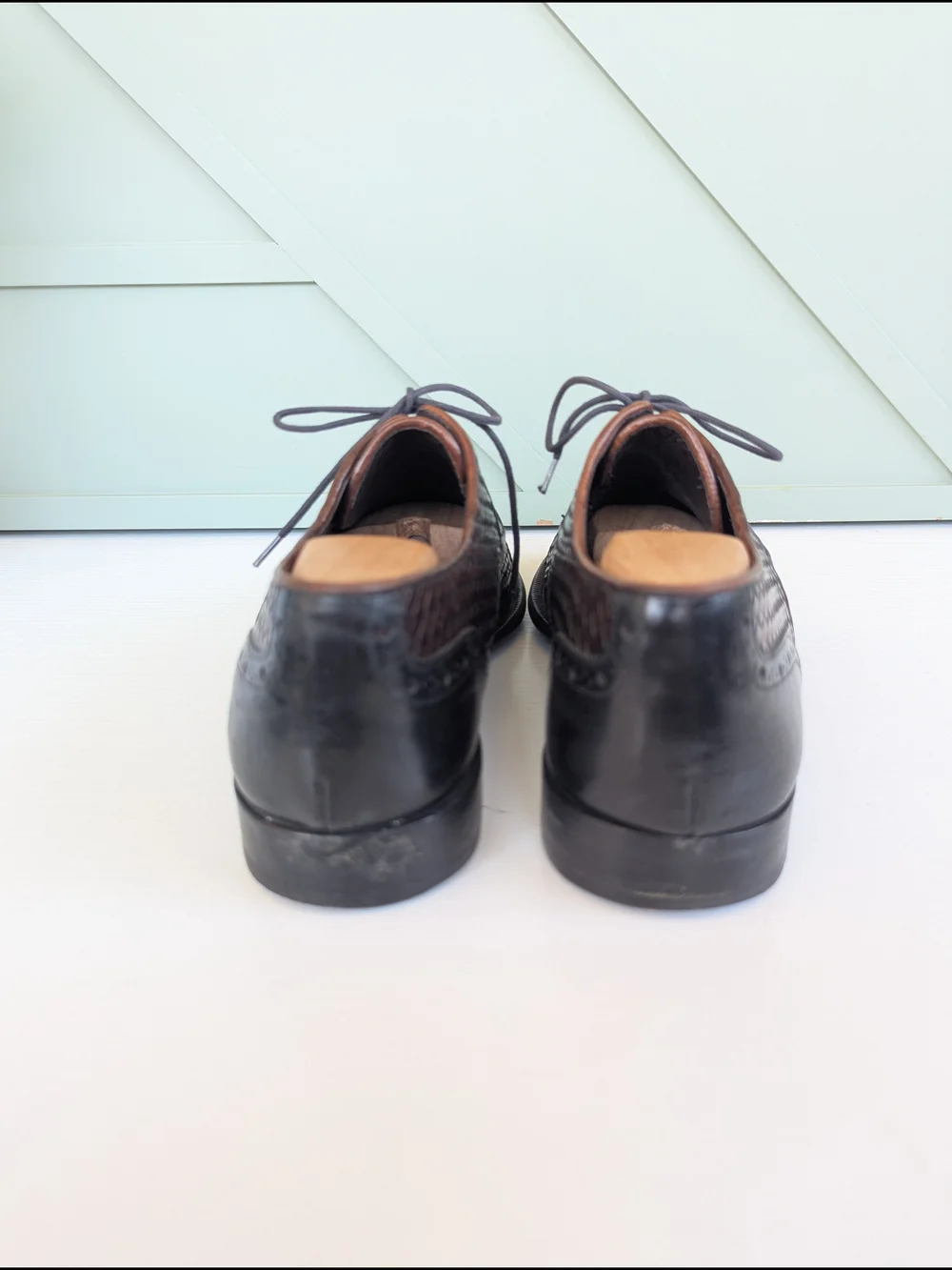 Men's Woven Leather Derby Shoes - Brown/Black